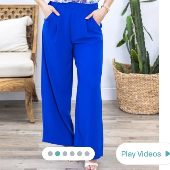 Easel Royal Blue Wide Leg Pants - Picture 6 of 8